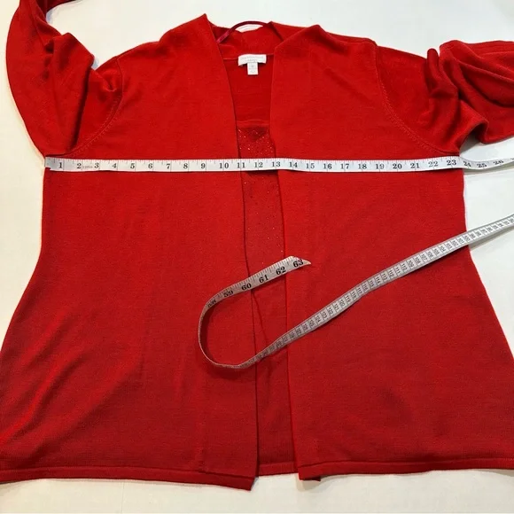 Charter Club Red Sweater Faux Twinset Rhinestone Accent, Size 3X - Picture 10 of 11